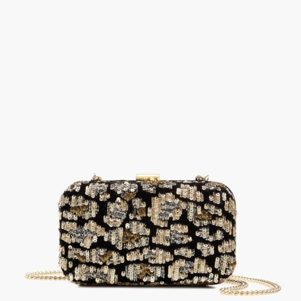 J.Crew Minaudière bag in leopard sequins - PEPPER LEOPARD BROWN